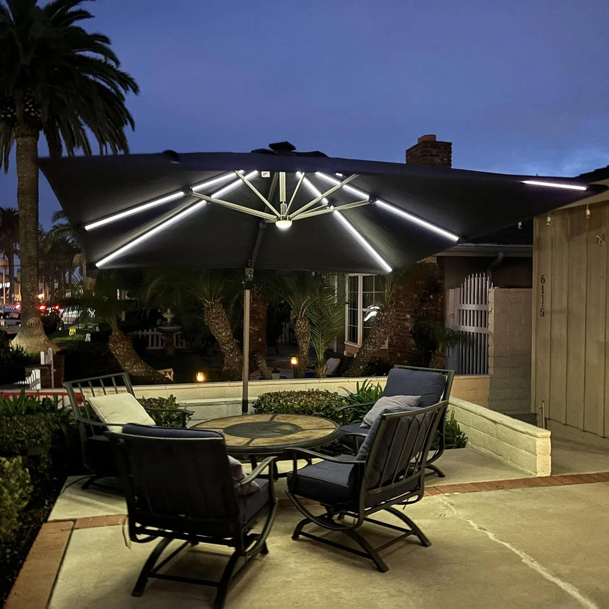 PURPLE LEAF 8x8 Ft Cantilever Umbrella Square Outdoor Patio Umbrella Large Offset Hanging Umbrella Aluminum Umbrella with 360°Rotation Adjustable Garden Pool Umbrella,Beige