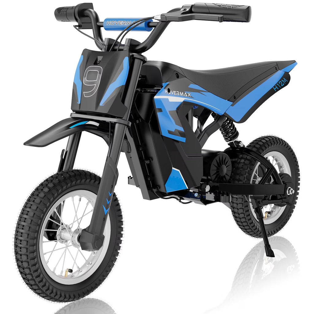 HOVERMAX H12M 36V Electric Dirt Bike, 300W Electric Motorcycle 15.5MPH Max Speed, Ride On Toys motocross for Kids Teens, Blue