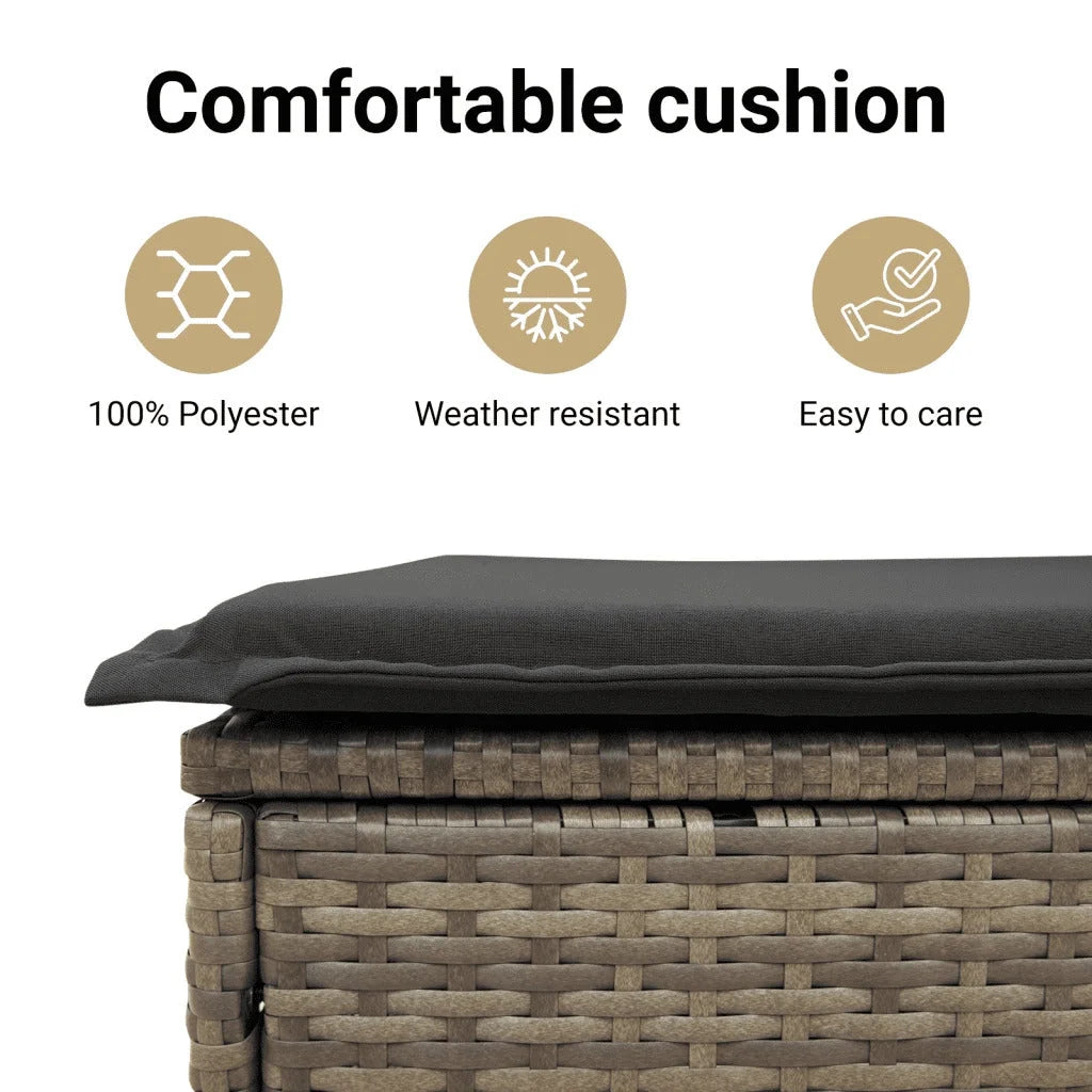 vidaXL Powder Coated Steel Removable Canopy and Cushions Double Sun Lounger, Beige
