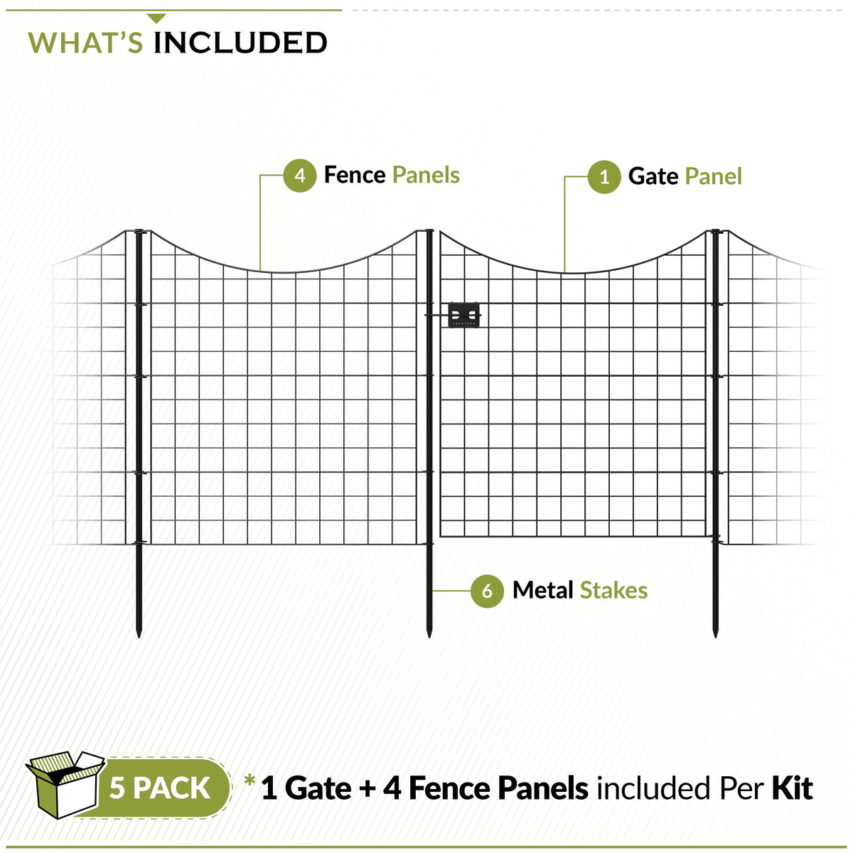 39in H (5 Fence Panels) No Dig Easy Install Zippity Black Metal Fence, Decorative Fence Ideal for Garden Fencing For Dogs, Temporary Fence or Garden Fence Animal Barrier, WF29006