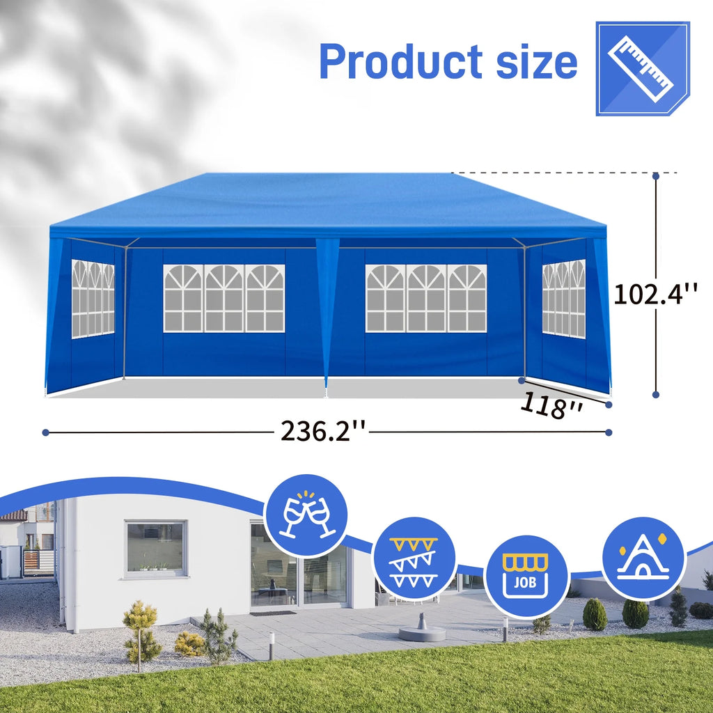 GoDecor 10'x20' Canopy Tent Garden Wedding Party Tent 6 Sidewall Blue