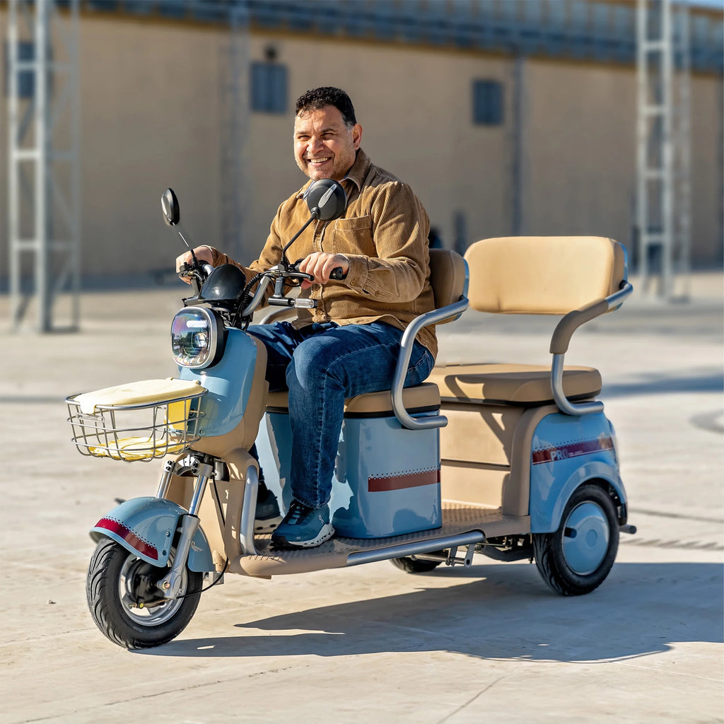Massimo MGC E-Trike 3-Wheel Electric Cart 17 MPH, 2-Seater Adult Scooter Blue