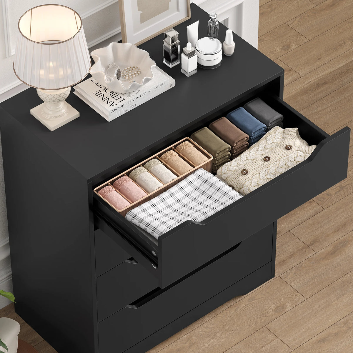 Homfa 4 Large Drawers Dresser, Modern Wood Chest of Drawers for Bedroom Hallway Living Room, White