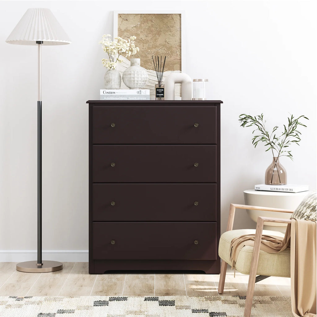 Homfa Dresser Chest, Modern Chest Organizer with 4 Drawers for Bedroom, White Finish