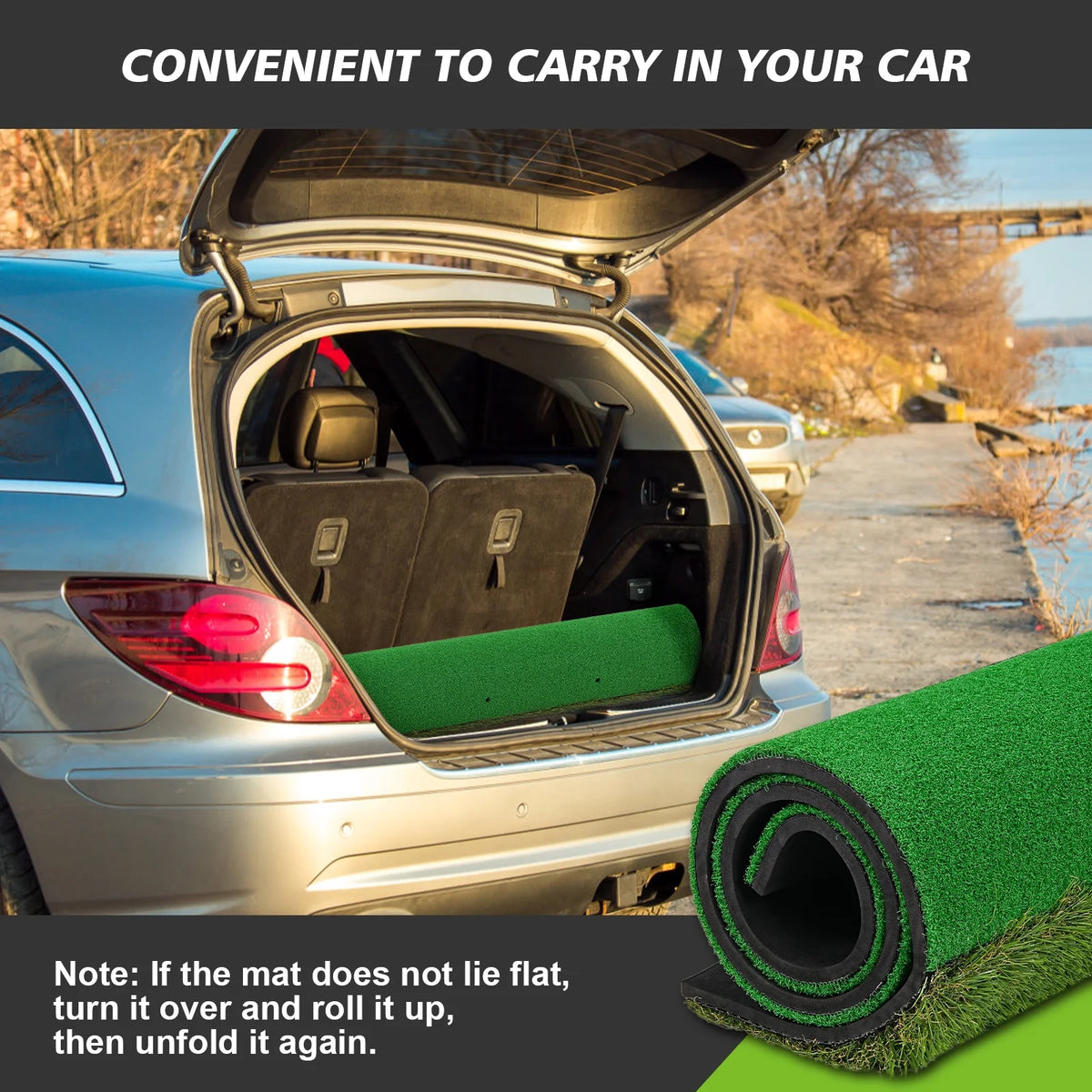 WFUN 5x4ft Hitting Thickened Artificial Turf Practice Golf Mat for Outdoor & Indoor, Gifts for Men/Golfers
