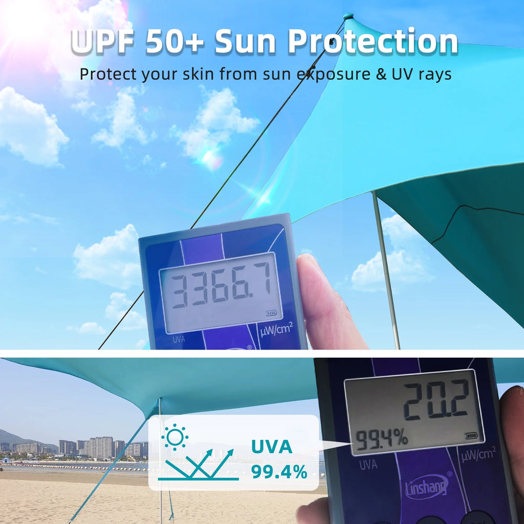 Easierhike 10'x10' Beach Tent Sun Shelter, UPF 50+ Windproof Beach Canopy for 8-10 People, Portable with Carry Bag, Easy Setup for Outdoor, Royal Blue