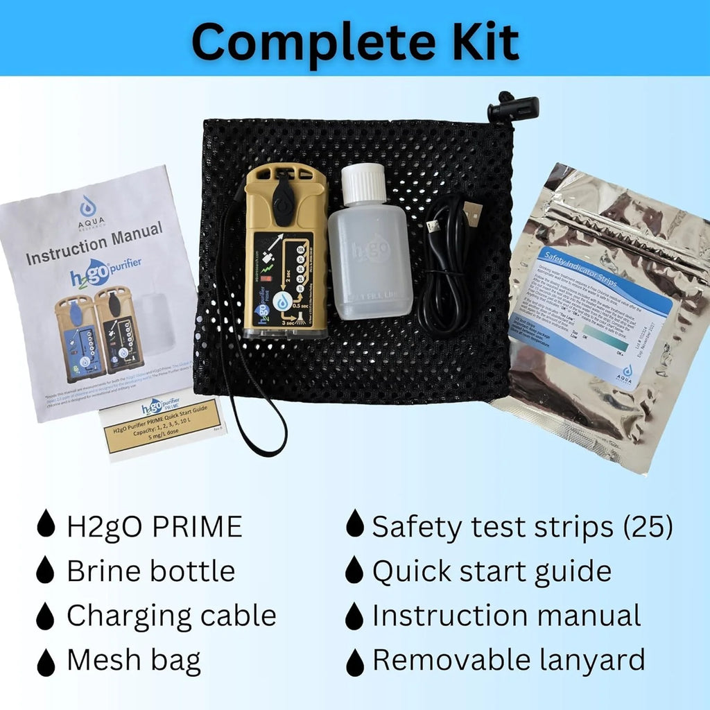 H2gO Prime Survival Water Purifier, 5 mg/L, Camping Water Purifier, Tactical Survival Gear, Emergency Water Filtration. Hiking Gear Essential with Virtually Unlimited Purification.