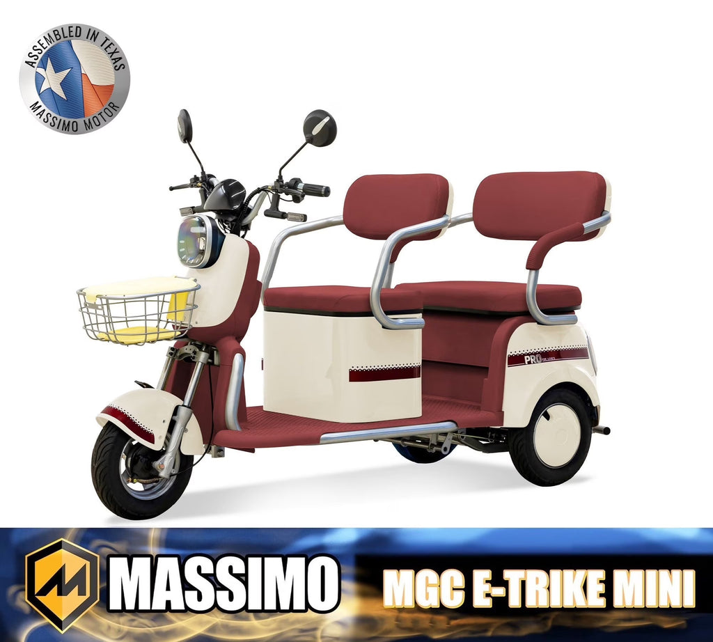 Massimo MGC E-Trike 3-Wheel Electric Cart 17 MPH, 2-Seater Adult Scooter Blue