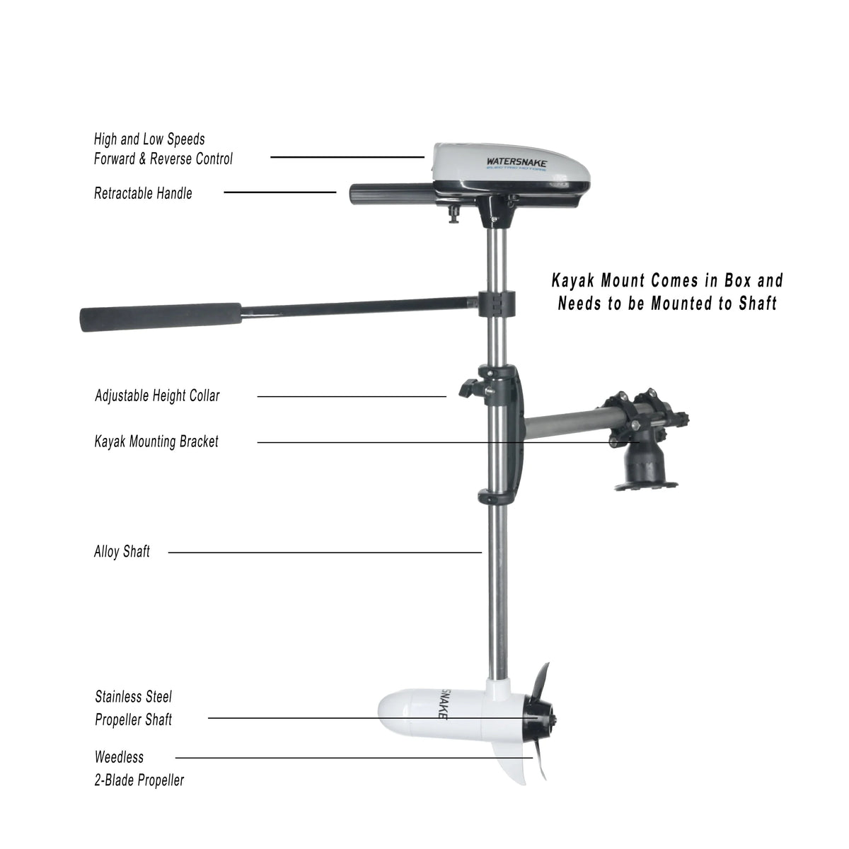 Watersnake ASP T18 Trolling Motor with Kayak Bracket - 18-Pound Thrust
