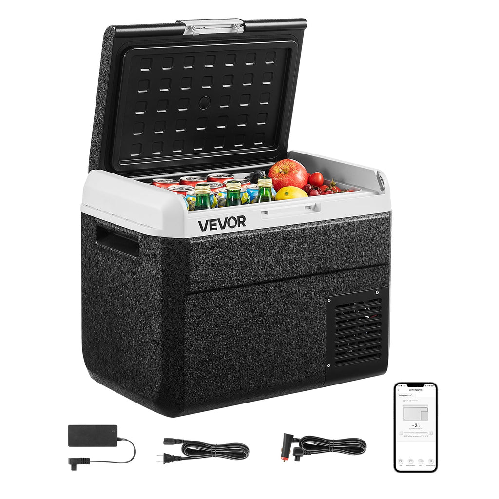 VEVOR 12 Volt Car Refrigerator, 31.7QT/30L Car Fridge, Portable Electric Cooler with -4℉~68℉ Adjustable Temperature, 12/24V DC and 100- 240V AC Compressor Freezer for Outdoor, Camping, Travel, RV