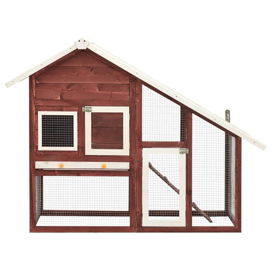 Pefilos 55" 2 Story Rabbit Hutch with Ramp, Tray, Wood Bunny Cage Poultry Chicken Coops, Beige