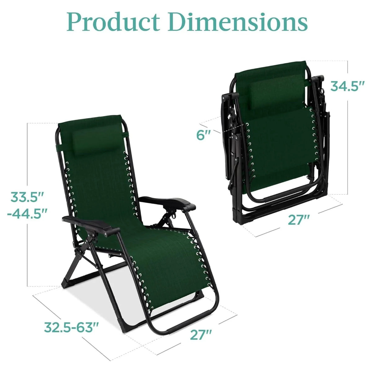 Oversized Chair, Folding Outdoor Patio Recliner, XL Anti Gravity Lounger w/Removable Cushion, Cup Holder, Side Tray, 350lb Capacity - Taupe