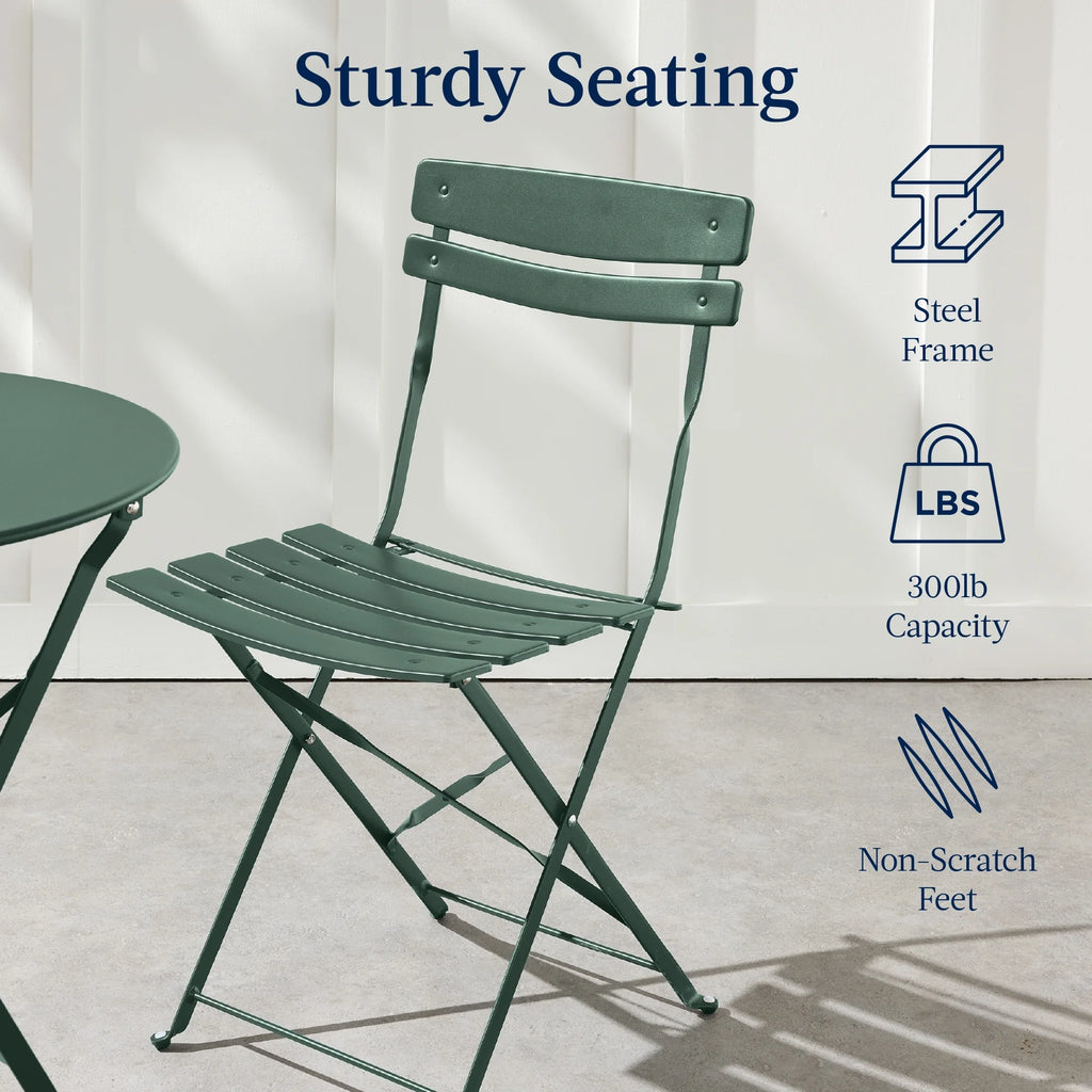 Best Choice Products 3-Piece Small Bistro Set, Folding Patio Furniture Set of 2 Chairs and Table - Black