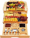 Extra Large 33.7x15.7 inch Charcuterie Boards Gift Set, 100% Bamboo Cheese Board and Knife Set, Cool Meat Cheese Platter Tray, House Warming Gifts New Home, Ideas for Women Mom