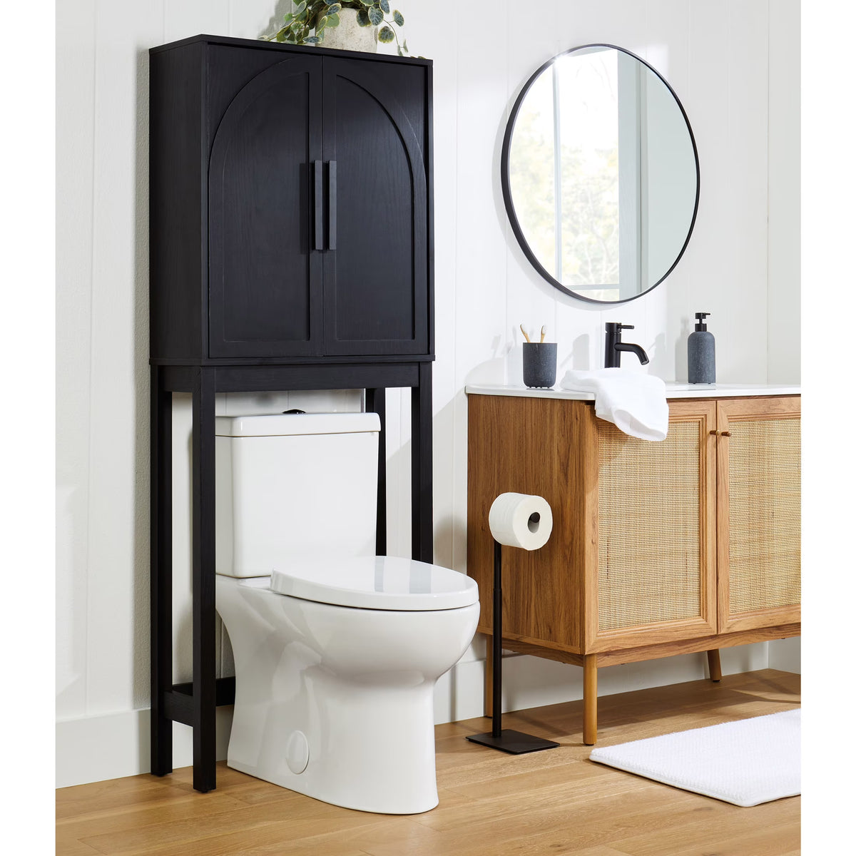 Better Homes & Gardens Juliet over-the-Toilet Space Saver Cabinet, 2 Adjustable Shelves, Black