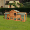 79.5 " Outdoor Poultry Cage, Large Wooden Bunny Cage Chicken Coop Hen House with 2 Runs, 2 Tier Waterproof Poultry Pen Enclosure for Rabbit Chicken Duck Small Animals