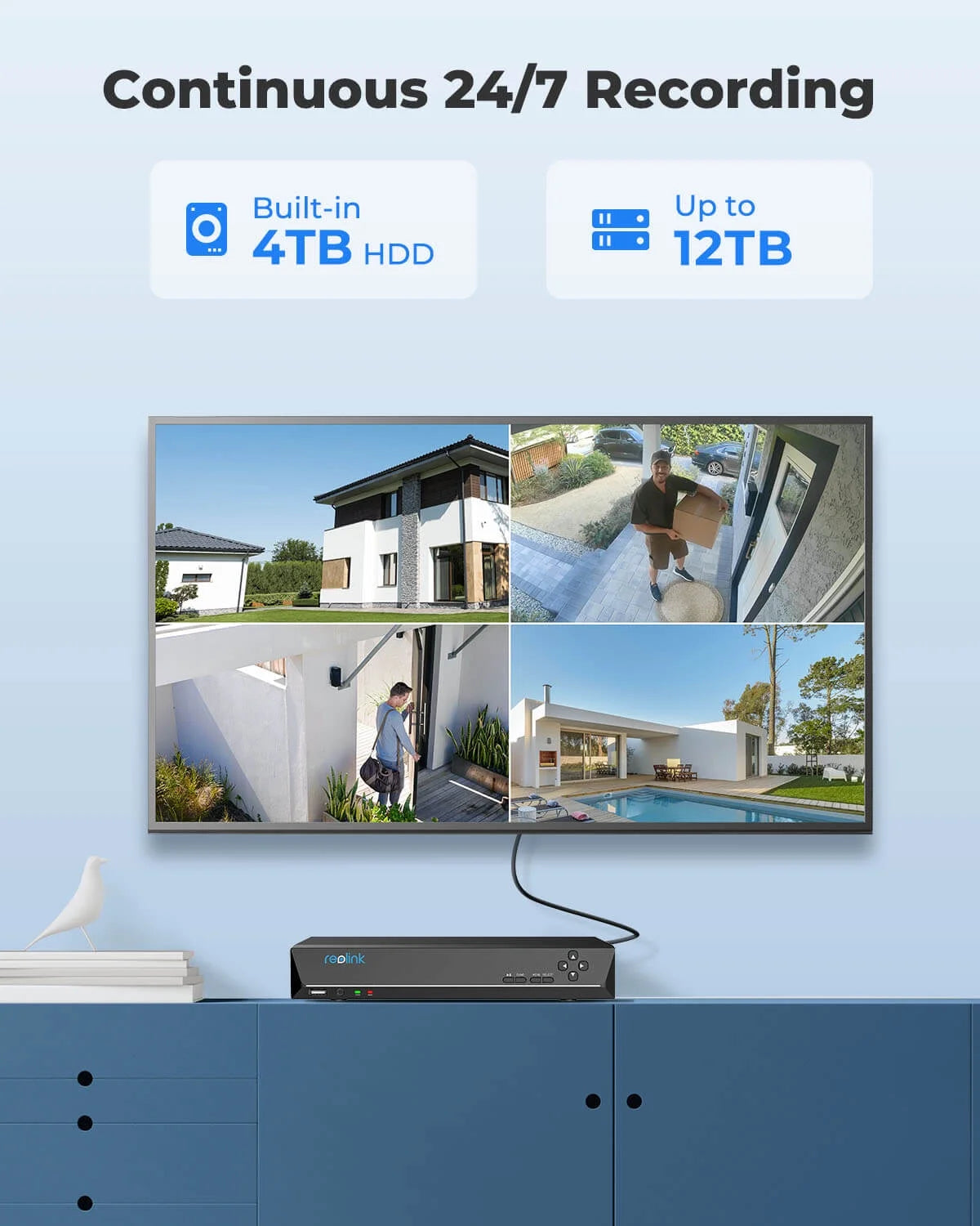 Reolink 4K 8CH Outdoor PoE Camera System,4Pcs 8MP Video Security Camera Smart Person/Vehicle Motion Detection,24/7 Recording