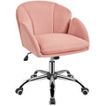 Yaheetech Modern Vanity Chair Swivel Rolling Chair with Armrests, Pink