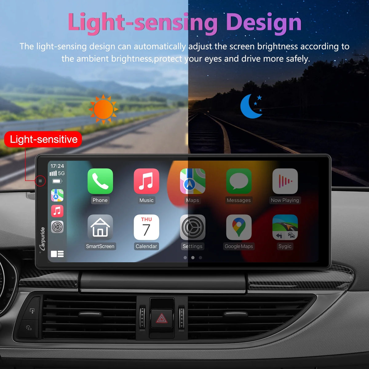Carpuride Wireless Carplay Android Auto with 4K Front Dash Cam  1080P Rear Cam,10.26" HD IPS Touch
