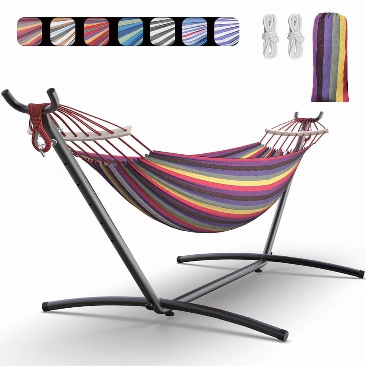 KEESTP Comfortable 2 Person Hammock with Stand,Portable Detachable Brazilian Hammock,450lb Capacity - Tropical