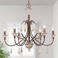 LNC Royal 6-Light Distressed Bronze French Country/Cottage Led Chandelier