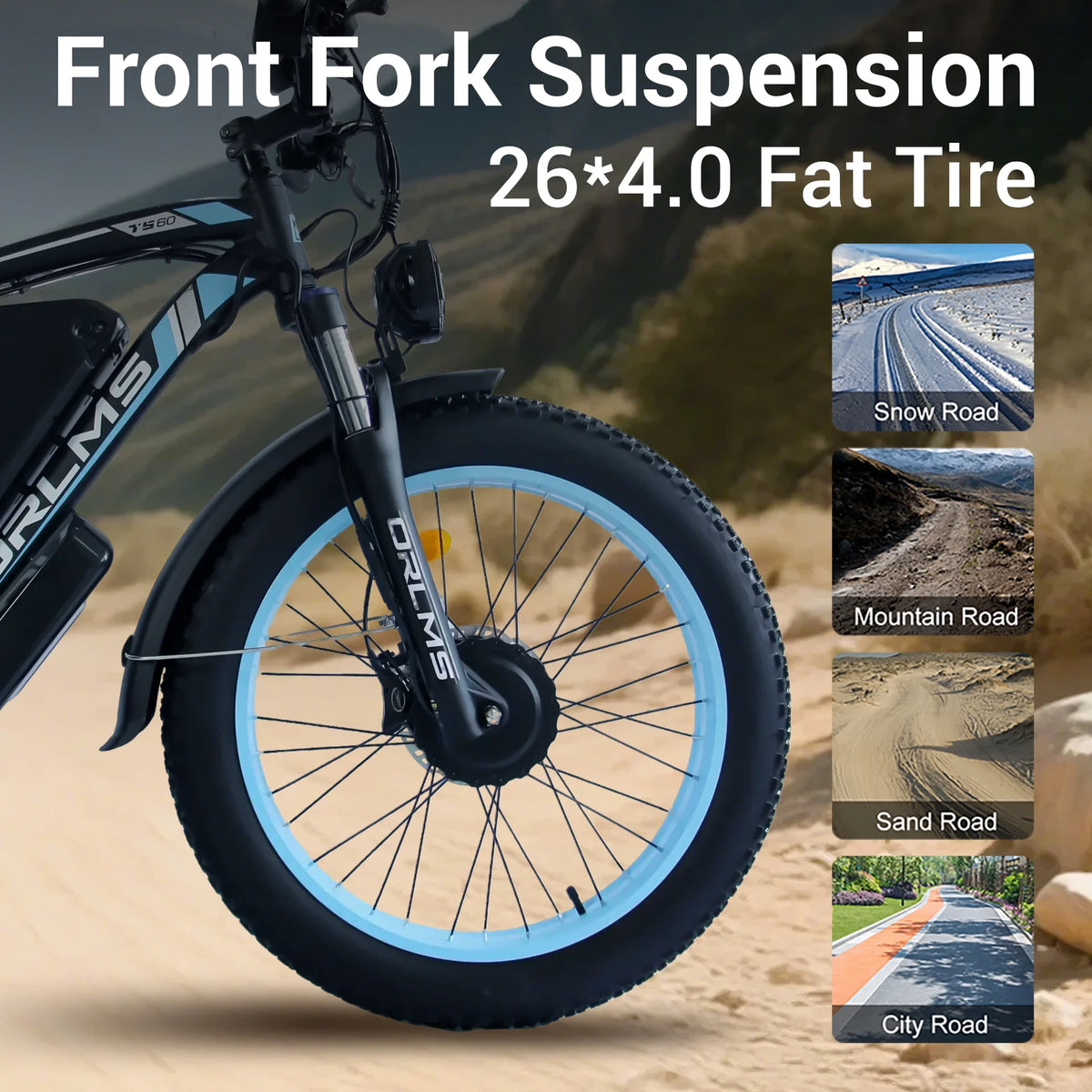 (US in Stock) 5000W Peak Dual Motor Electric Bike for Adults , 60V 25AH Removable Battery Ebike , 50MPH AWD 21-Speed Mountain Snow E-Bike with 26" x 4.0 Fat Tire, Long Range Mountain Off-Road EBikes