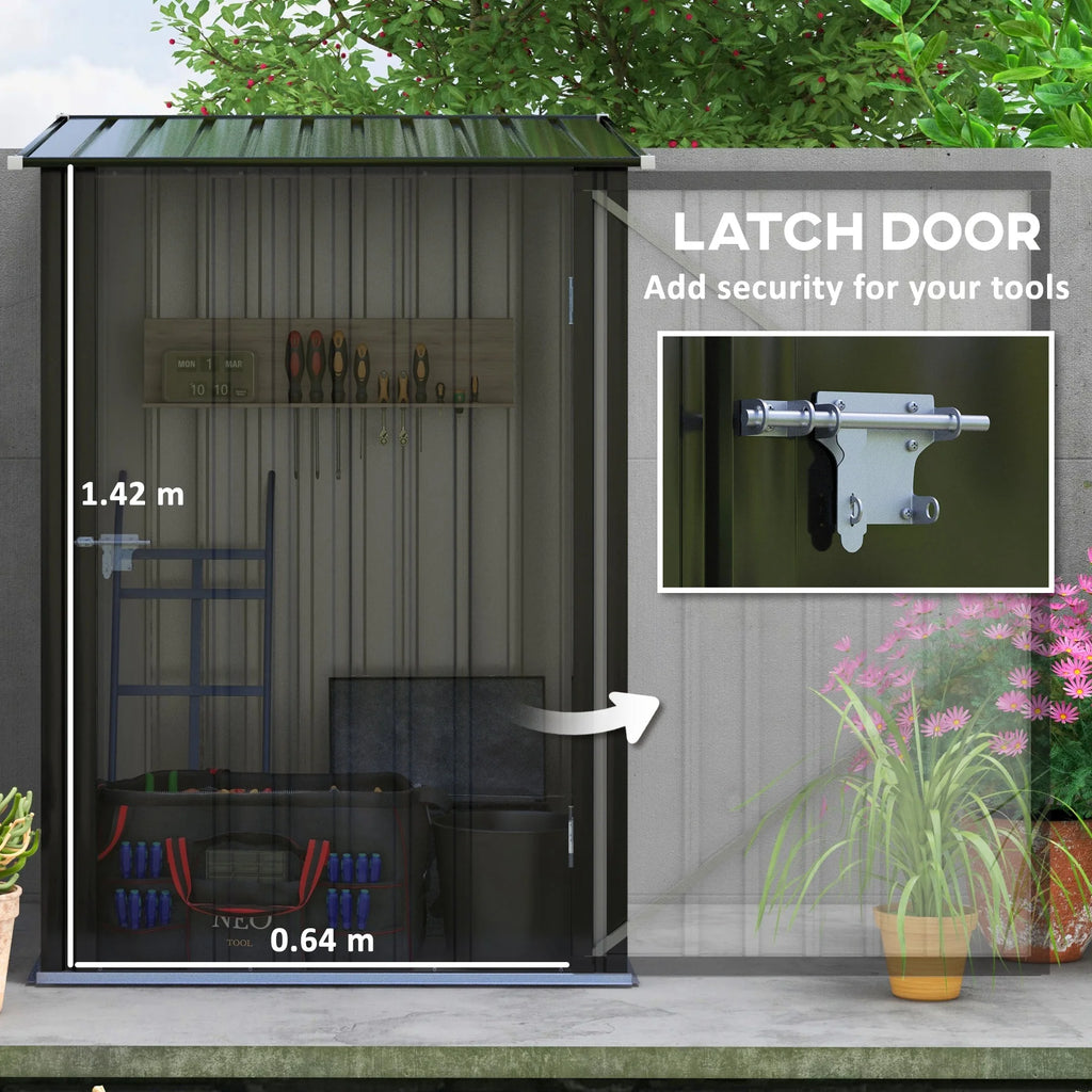 Outsunny Metal Outdoor Storage Shed with Lockable Doors, 3.3' x 3.4', Brown