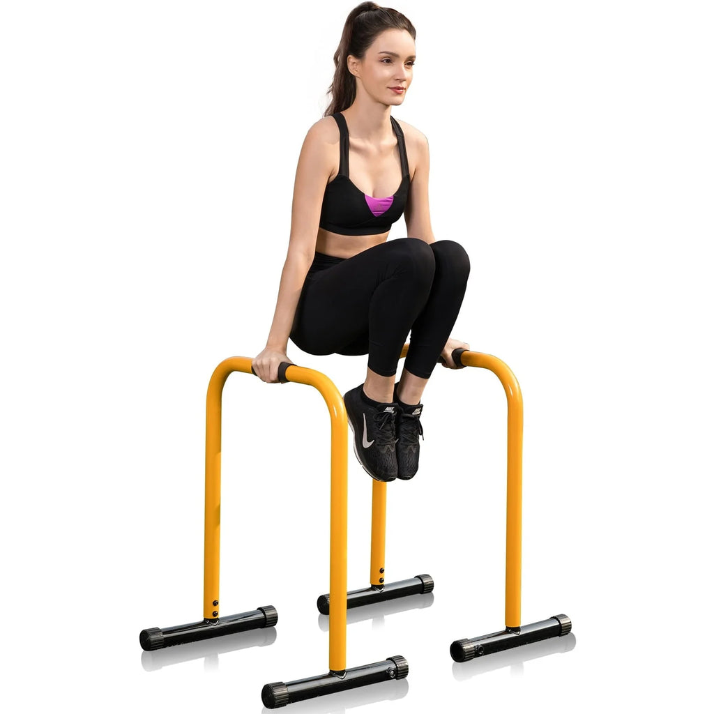 Relife Sports Dip Stand Station with Adjustable Height  300lb Dip Bar for  Home Gym, Yellow