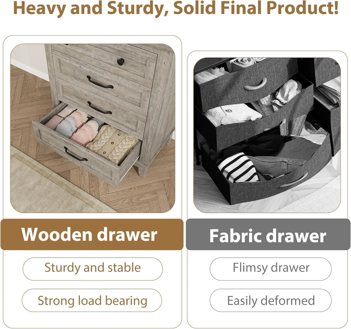 4 Drawer Dresser for Bedroom,34.8" Tall Bedroom Dresser with Large Drawer& Black Handles,Wooden Storage Organizer Cabinet Chest of Drawer for Living Room,Hallway