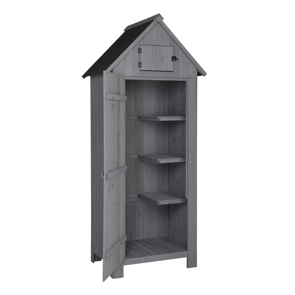iTopRoad 70in Outdoor Storage Shed for Garden Tools, Wooden Patio Shed Lockers