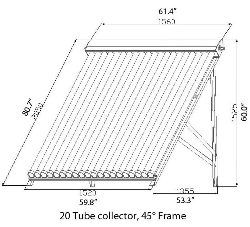15 Tube Duda Solar Water Heater Collector 37 Frame Evacuated Vacuum Tubes SRCC Certified Hot