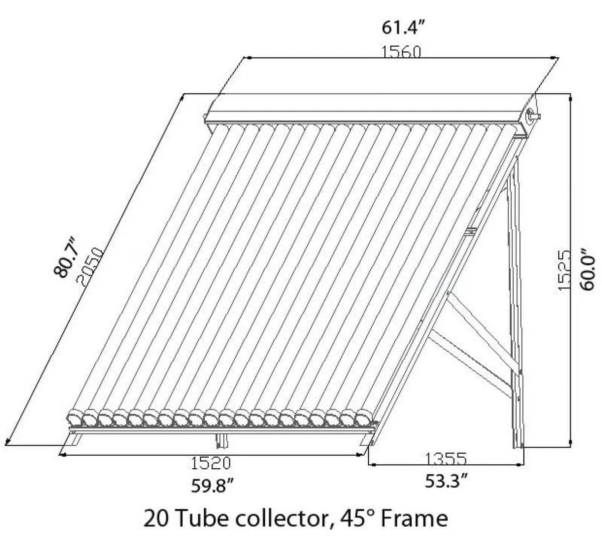 15 Tube Duda Solar Water Heater Collector 37 Frame Evacuated Vacuum Tubes SRCC Certified Hot