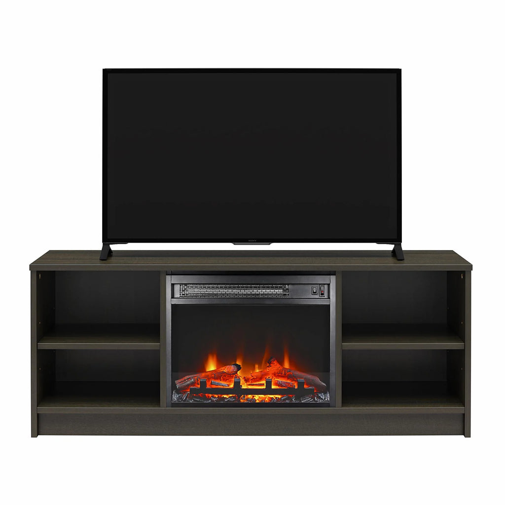 Mainstays Fireplace TV Stand, for TVs up to 55", Black Oak