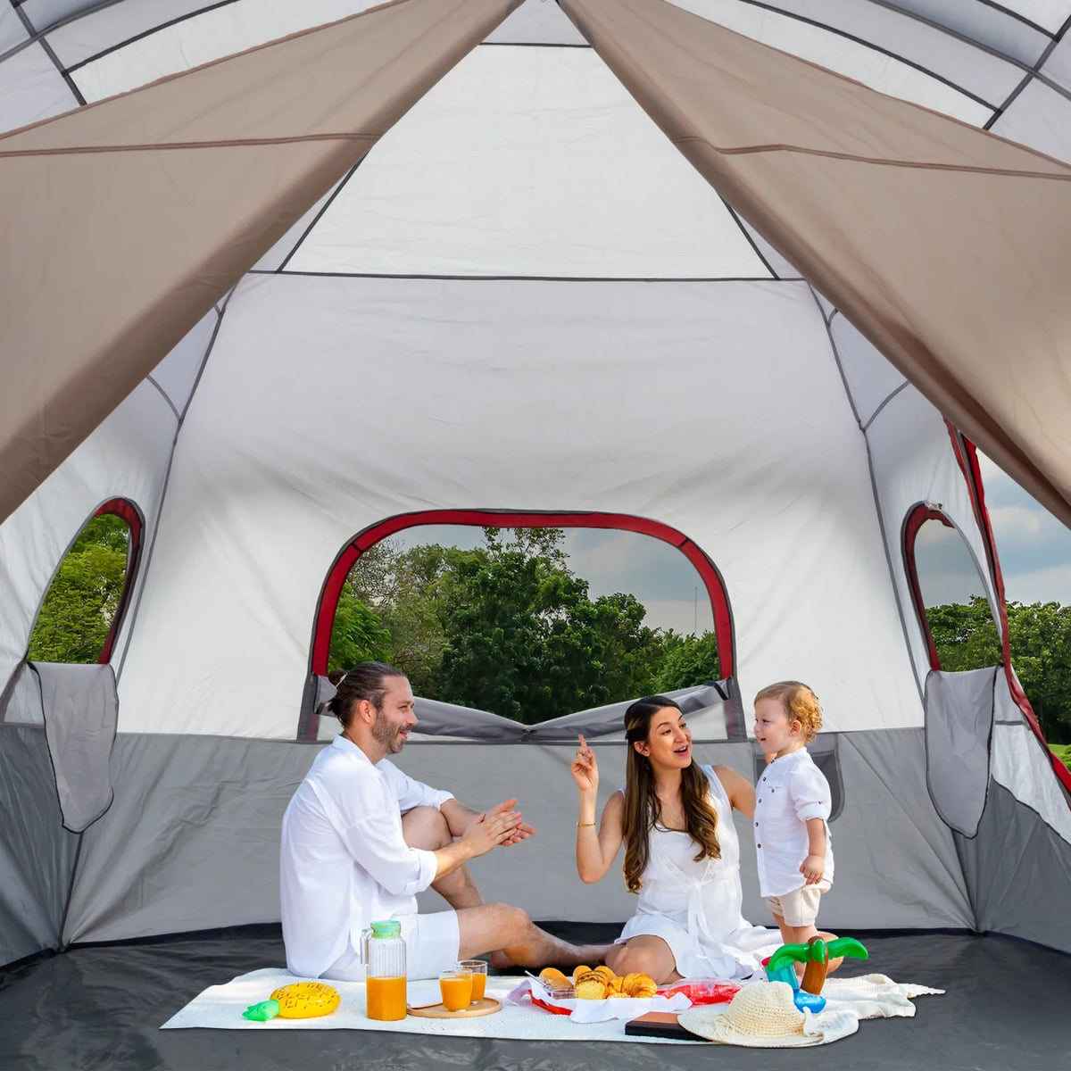 10 Person Family Cabin Tent, Huge Tent with 2 Room Design and Storage Pockets, Waterproof Big Tent for Outdoor, Picnic, Camping, Family Gathering