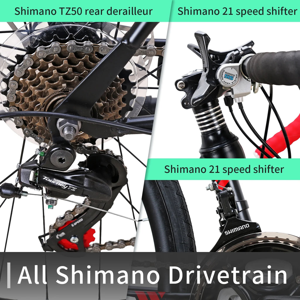 Eurobike XC550 Road Bike 21 Speed 700C wheels Racing Bike for Men 54Cm Adult Commuter Bicycle 3 Spoke wheels Black