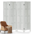 Aletheiawu 4 Panel Room Divider Wall and Folding Privacy Screens No Installation Required White