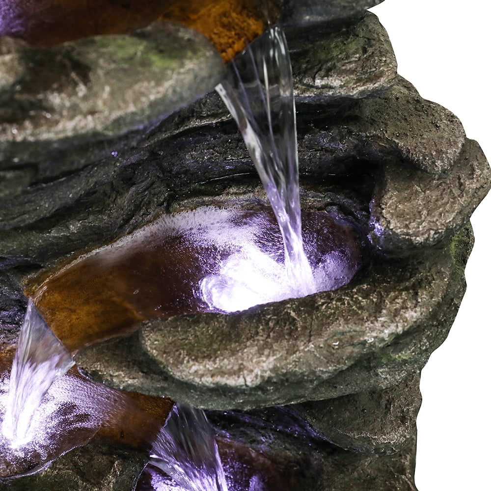 Willwolf Outdoor Water Fountain with LED Lights, 6-Tiered Electric Resin Waterfall for Garden Patio Lawn Yard and Porch