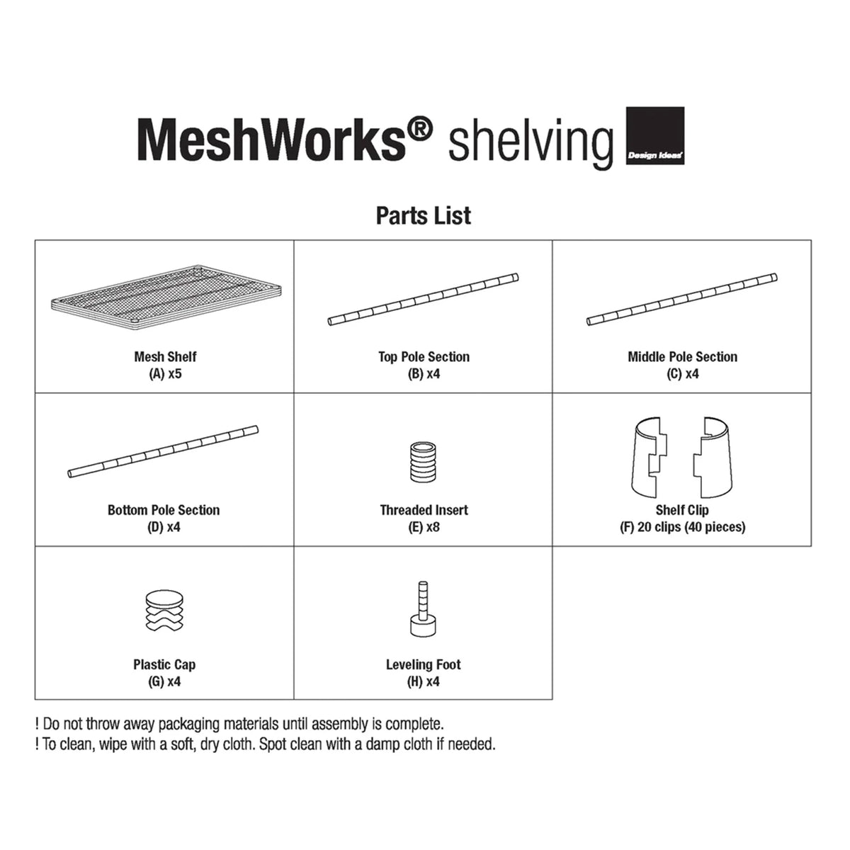 Design Ideas MeshWorks 5 Tier Steel Storage Shelving Unit Bookshelf, Green