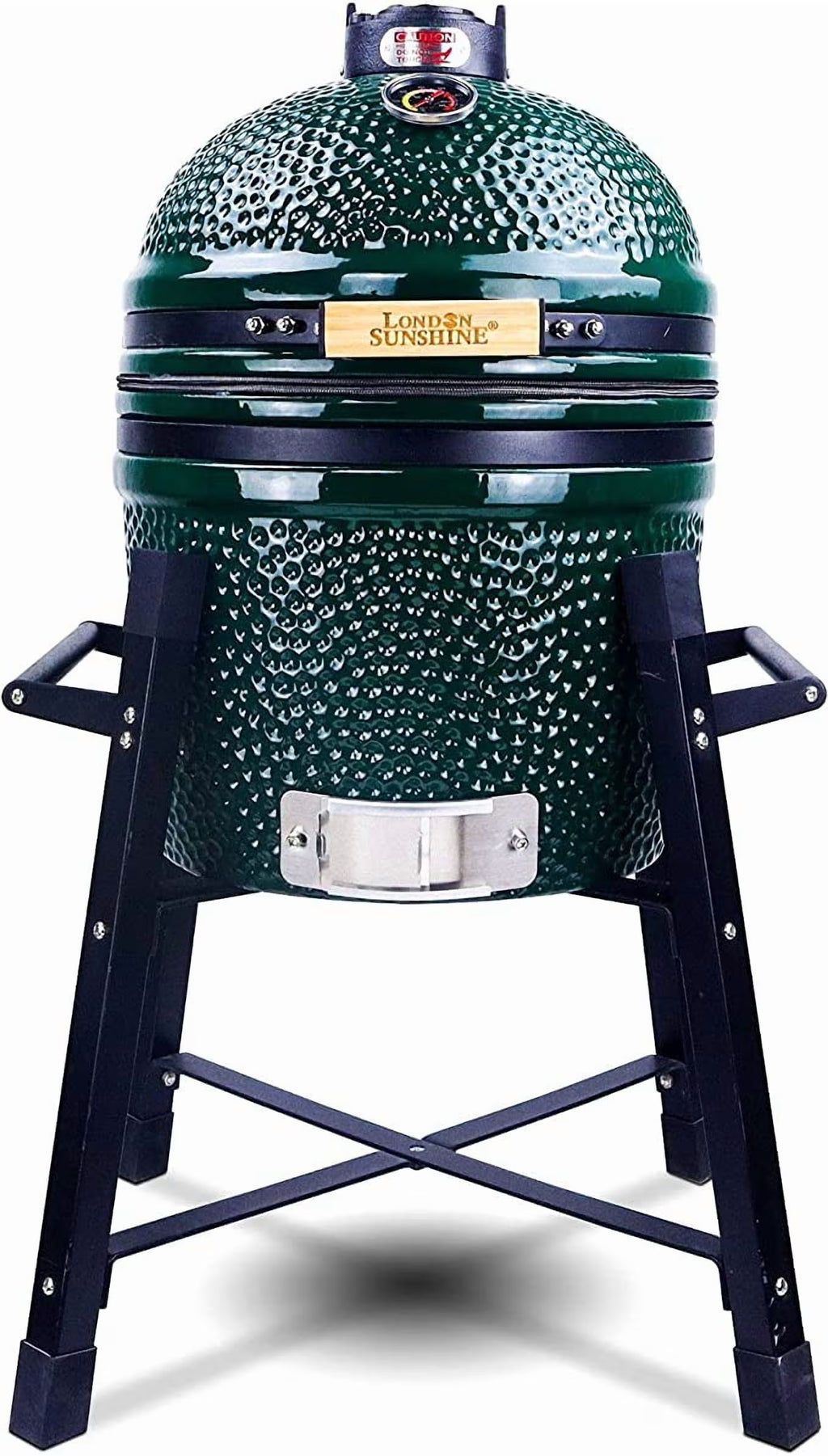 London Sunshine Ceramic Kamado Charcoal BBQ Grill -The Junior Series with Tall Stand (BLACK)