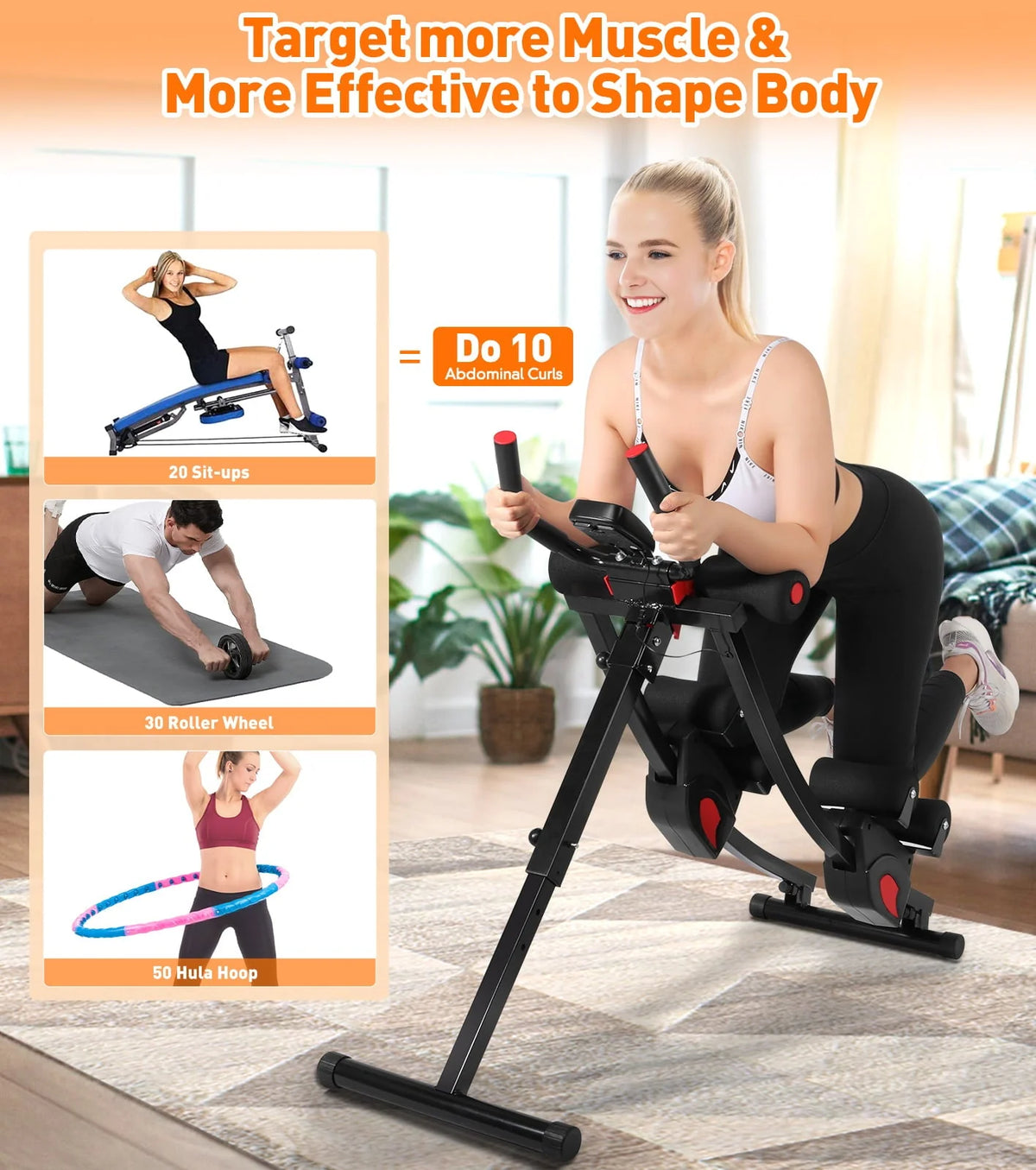 GIKPAL Fitness Ab Machine, 4 Adjustable Resistance Levels Ab Workout Equipment for Home Gym, Height Adjustable Ab Trainer,  Foldable Fitness Equipment.440lbs Weight Capacity