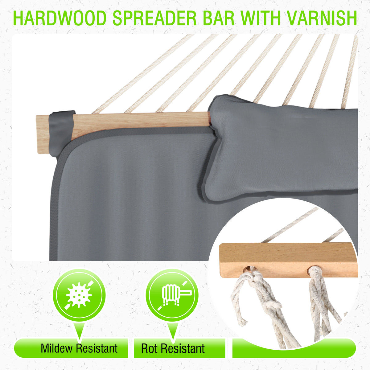 VEIKOUS 2-Person Hammock w/Metal Stand, Detachable Pad & Pillow 450lbs Weight Capacity, White