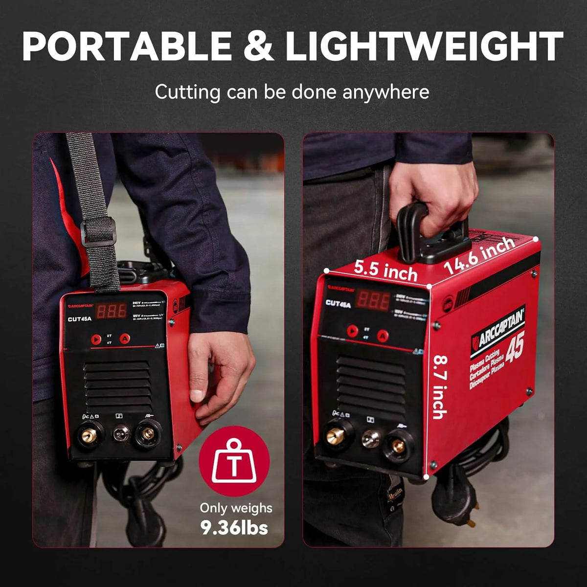 ARCCAPTAIN Plasma Cutter, 45Amp Cutter Machine, 110V/220V Dual Voltage Digital Display IGBT Inverter Plasma Cutting Machine with 2T/4T Function