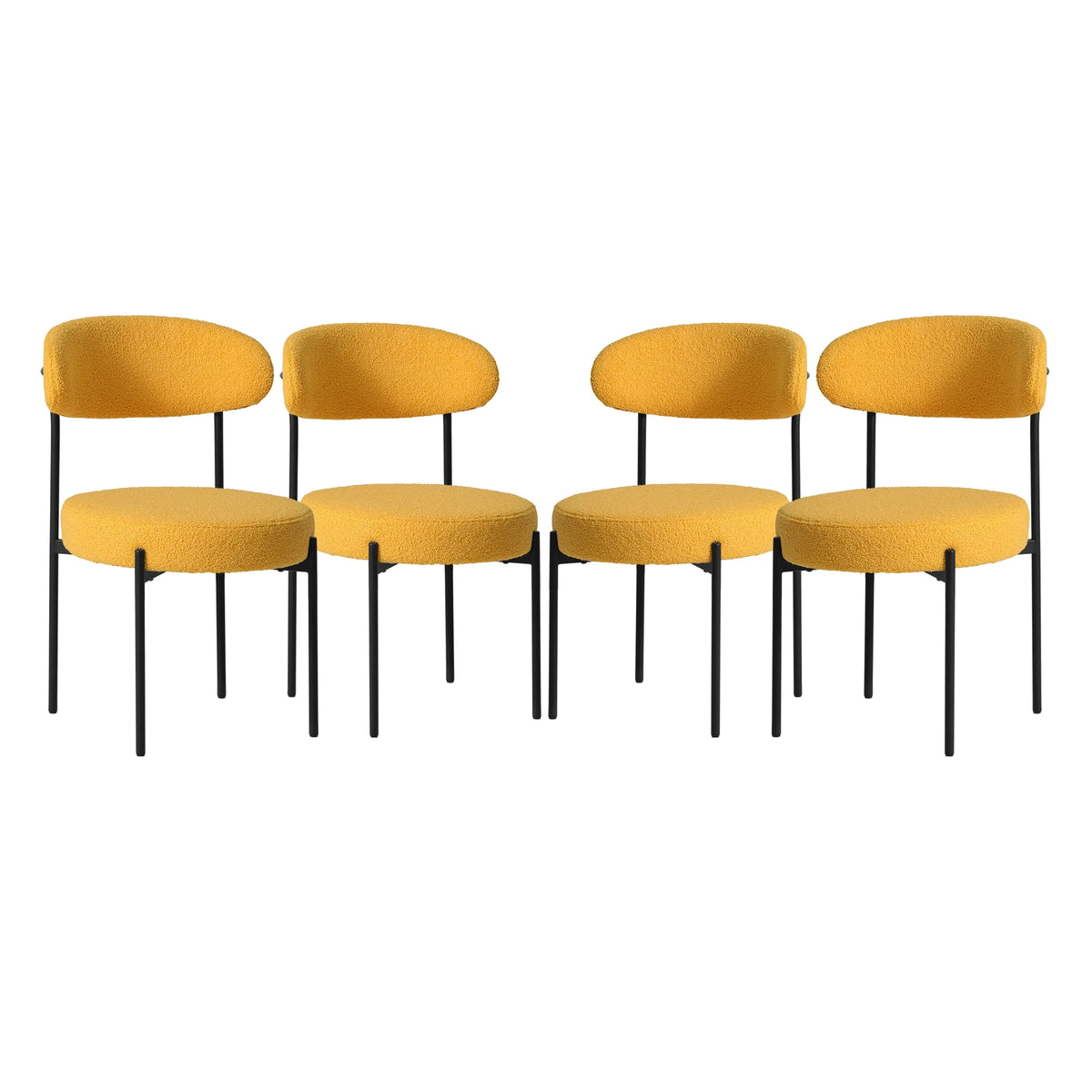 WestinTrends Alexandria Mid-Century Modern Upholstered Sherpa Round Dining Chairs (Set of 4), Sunset Gold