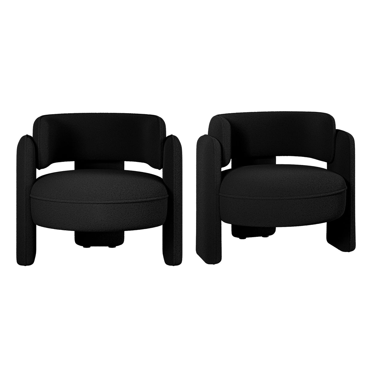 BELLEZE Sherpa Boucle Chair, Modern Barrel Accent Chair Comfy Round Upholstered Armchair Accent Side Chair for Living Room, Bedrooms, Corner - Quinton White