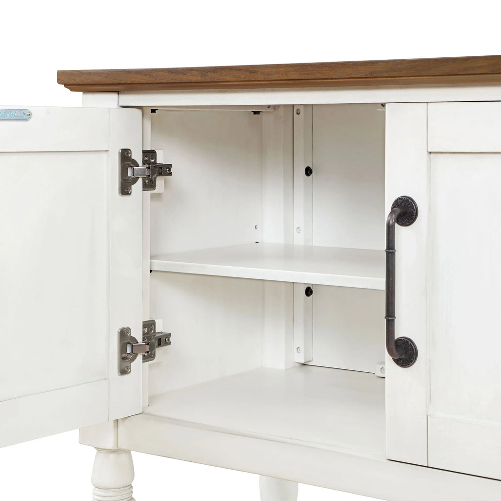 The Pioneer Woman Two-Tone Kitchen Cart Made With Solid Wood Frame, White