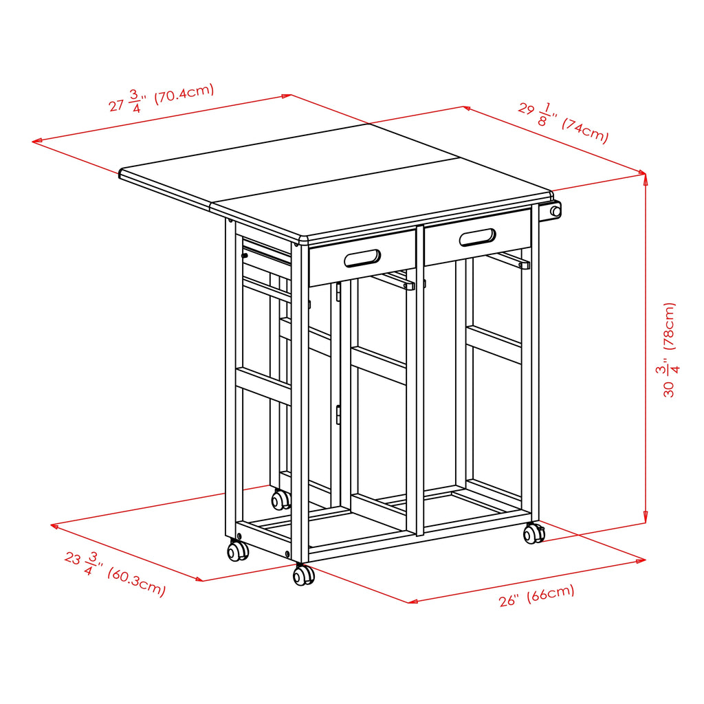 Winsome Suzanne 3-PC Space Saver Set, 2 Tuck-away stools, Teak Finish