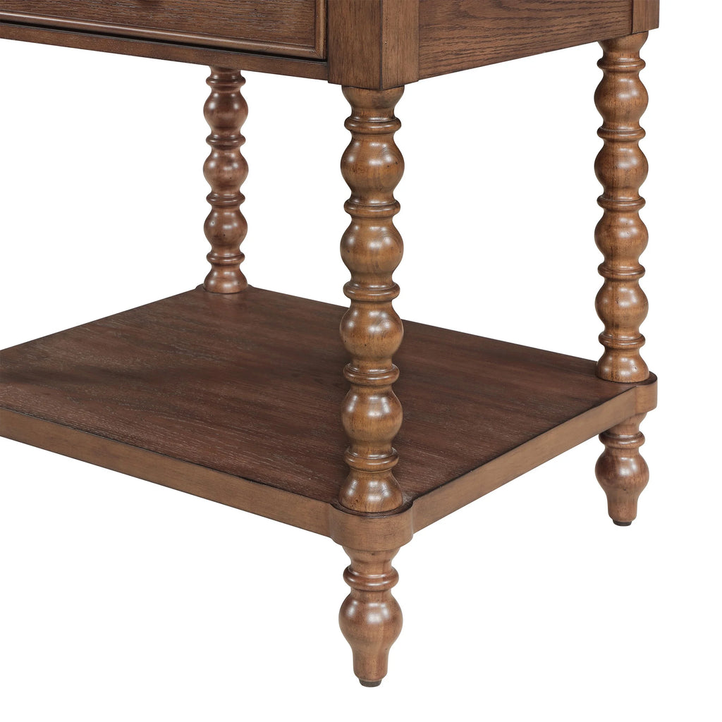 Pioneer Woman Harper Spindle Nightstand with USB Charging Ports, Adults and Teens, White Finish