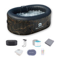 RELXTIME 2 Person Oval Inflatable Hot Tub Set Outdoor Spa with 100 Massage Jets, LED Light , Black