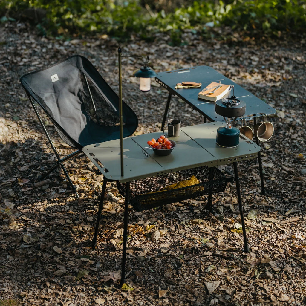 Naturehike, Portable Camping Table, Outdoor Detachable Tactical Camping Table, Lightweight Aluminium Camping Table with Light Pole, Adjustable Height
