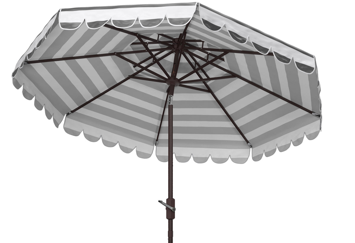 Safavieh Vienna 9' Market Crank Double Top Patio Umbrella, Grey/White